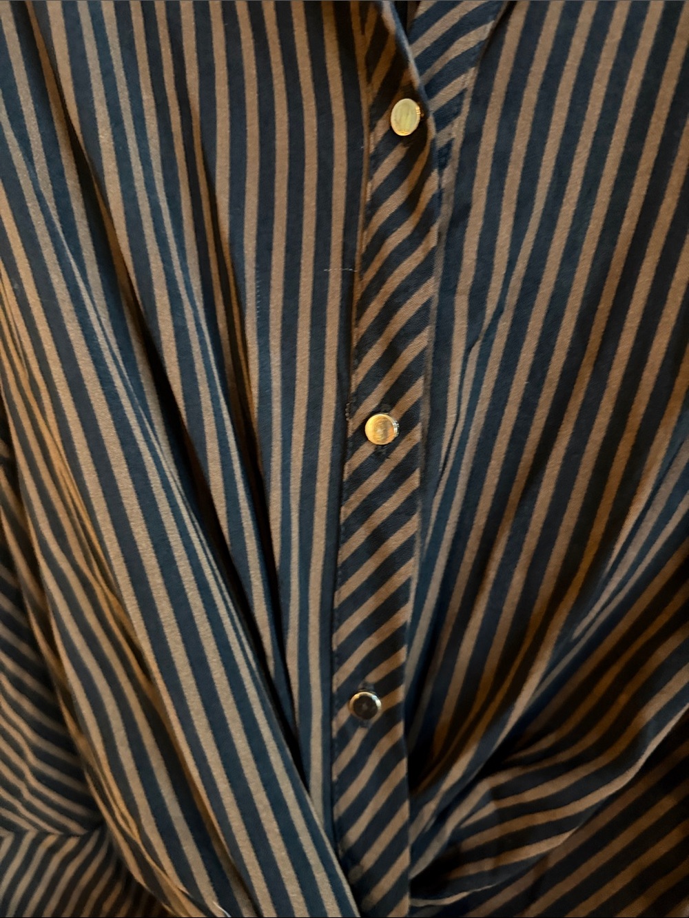 City Chic Brown Striped Tie-Front Shirt Dress - Picture 5 of 9